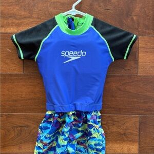Speedo Kids Rashguard - Blue, Black, and Green